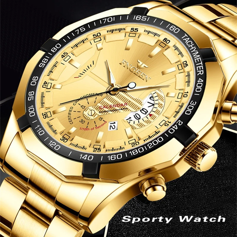 2021 Men Watch Top Brand Luxury Sports Quartz Mens Watches Full Steel Waterproof Chronograph Wristwatch Men Relogio Masculino