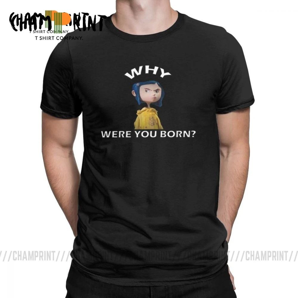 Coraline мужские футболки Wybie Хеллоуин Юмор Чистый хлопок короткий рукав Футболка