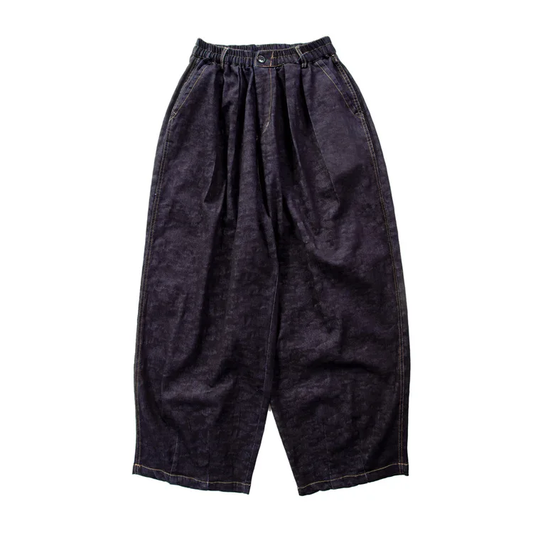 

Original | Japanese super baggy jeans dark grain wide-legged overalls ins popular logo torre trousers slacks to men and women