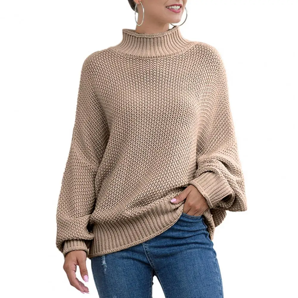 

2020 Women Solid Color Long Sleeve Turtle Neck Loose Knitted Sweater Pullover Women's Clothing jersey mujer