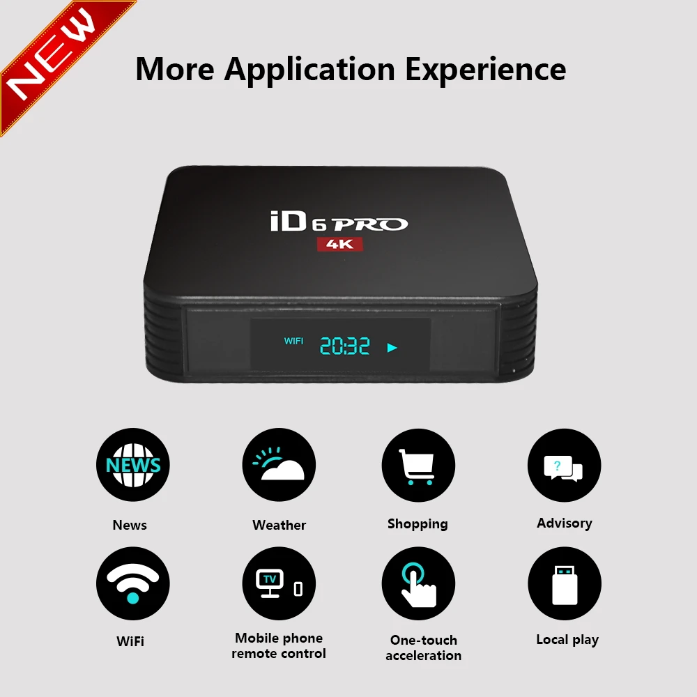ID6PRO Android 9 0 Смарт ТВ коробка Четырехъядерный 64-bit 4 Гб 64 1080P 4K Google Play Store Netflix Youtube