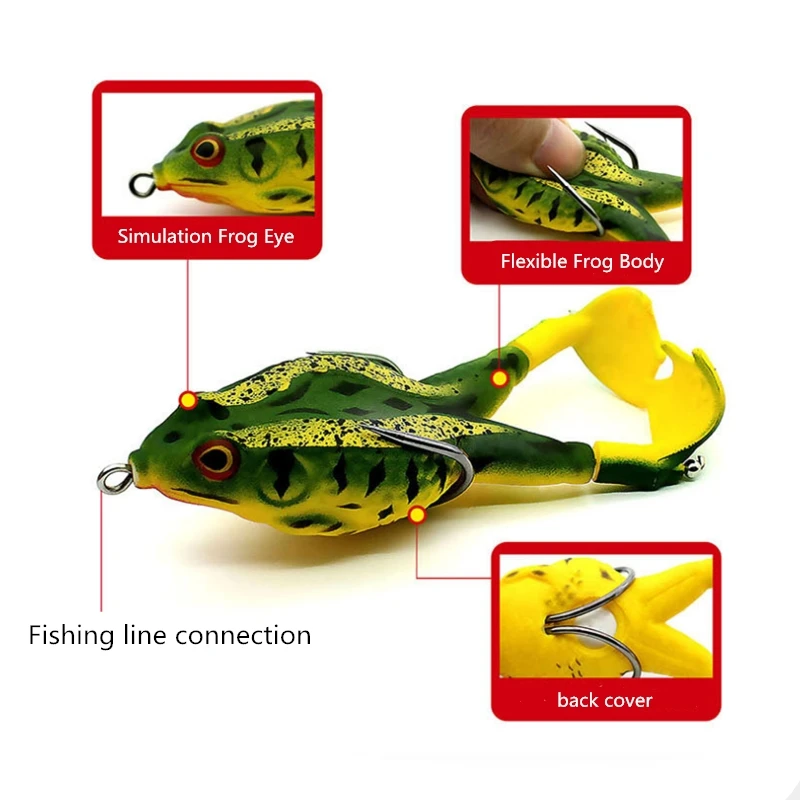 

1PCS Minnow Fishing Lure Double Propeller Frog Soft Bait Silicone90mm/13g Artificial Crankbait Wobbler Jig Trolling Soft Lure