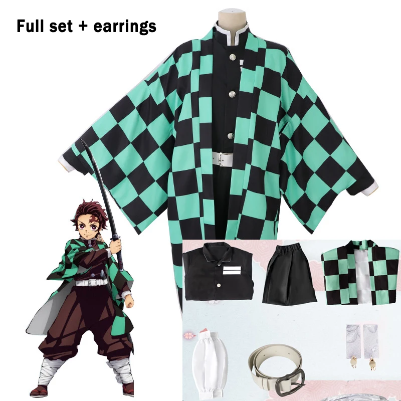 Полный набор Demon Slayer Kimetsu no Yaiba Kamado Nezuko Косплей Костюм Кимоно парик гэта обувь