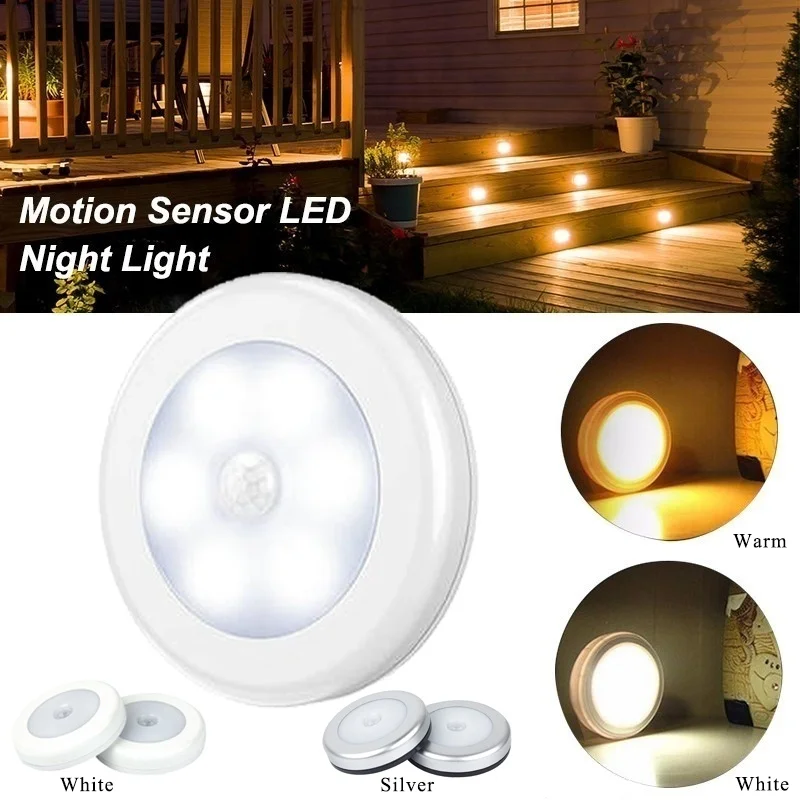 Cool Portable 6 LED Wireless Motion Sensor Night Light Battery-Powered with Sticker | Лампы и освещение