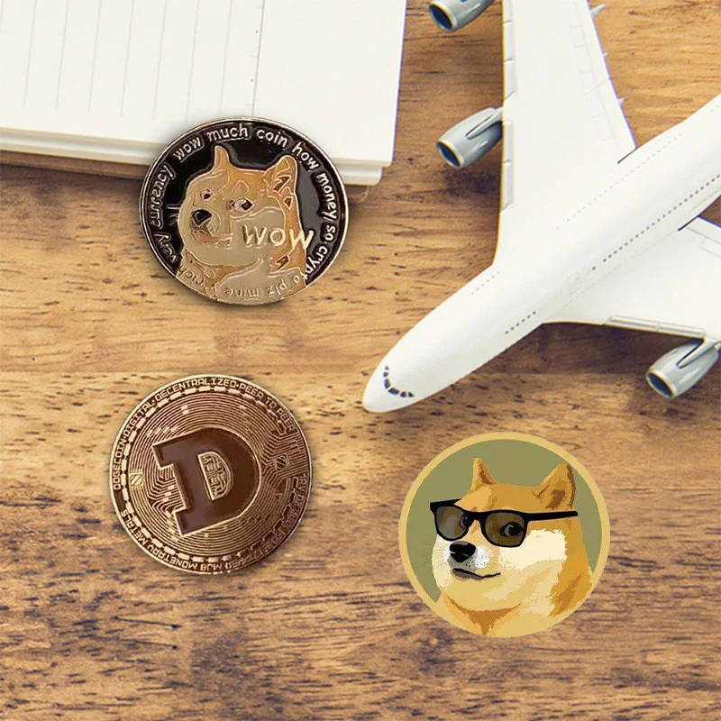 Смешные украшения Dogecoin золотистые серебристые с рисунком собаки настольные | Дом