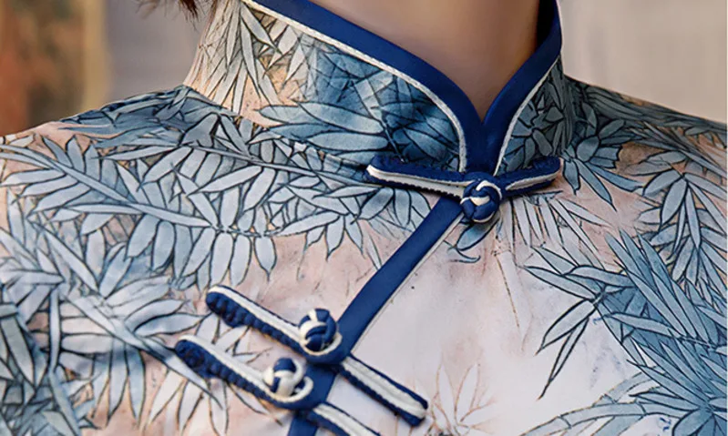 SHENG COCO, классическое женское китайское платье, короткое шелковое Qipao, элегантное, новое, окрашенное китайское, летнее, повседневное, китайское платье