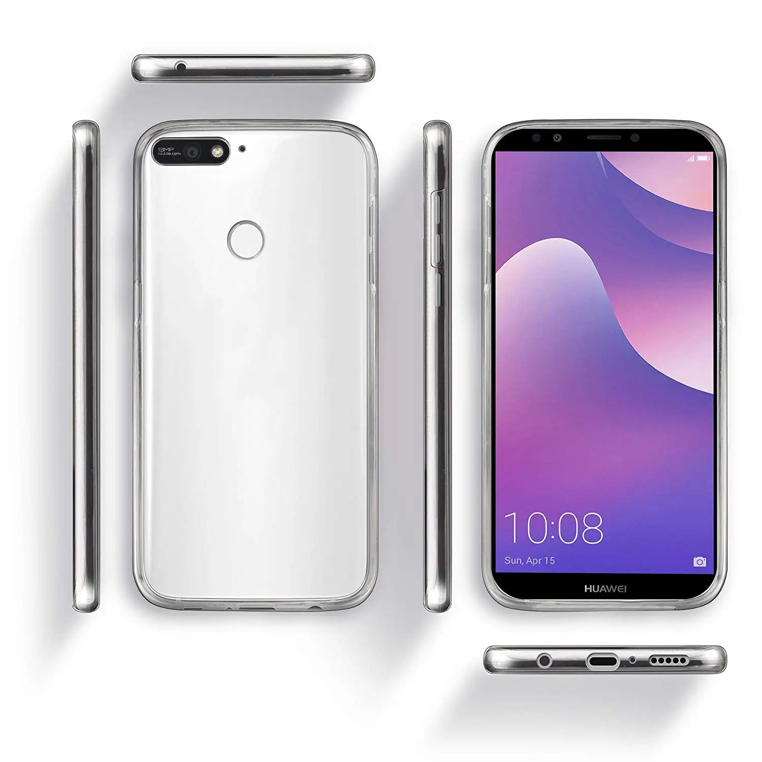 Case 360 Degree Silicone Clear Cover for Huawei HONOR 7C PRO 7CPRO LND-AL29 LND-AL30 LND-AL40 Hard PC Back Soft TPU Front |