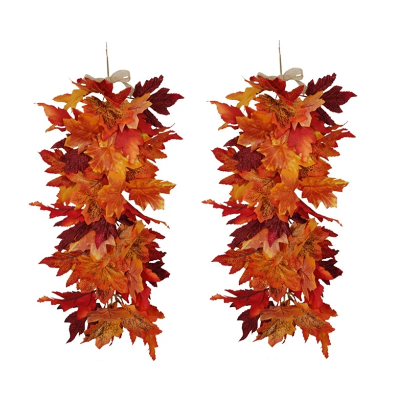 

2Pcs Fall Leaves Wall Hanging Plant,Autumn Outdoor Hanging Plants Artificial Decor,Thanksgiving Decoration for Home