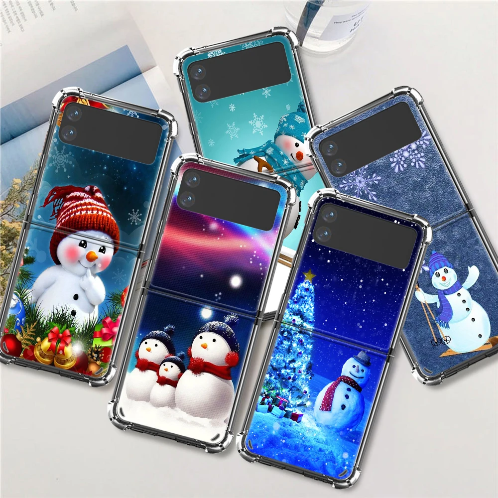 

Snowman Snow Man Capa For Samsung Galaxy Z Flip 3 5G Case Airbag Clear TPU Shockproof Cover Transparent Cell Phone Luxury Funda