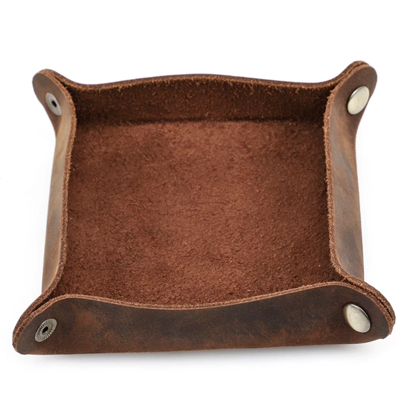 

Leather Snap Tray Creative Desktop Grocery Storage Box Locking Bowl Stationery Desktop Storage for Computer Desktop
