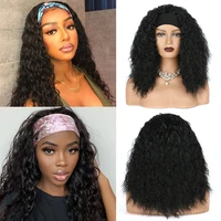 synthetic headband wig afro kinky curly wig with scarf heat resistant fiber hair head band wigs for women african americans