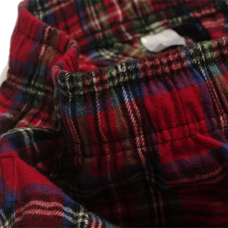 Men's pajamas Spring and Autumn trousers Cotton brushed plaid lounge wear sleep bottoms sleepwear pants