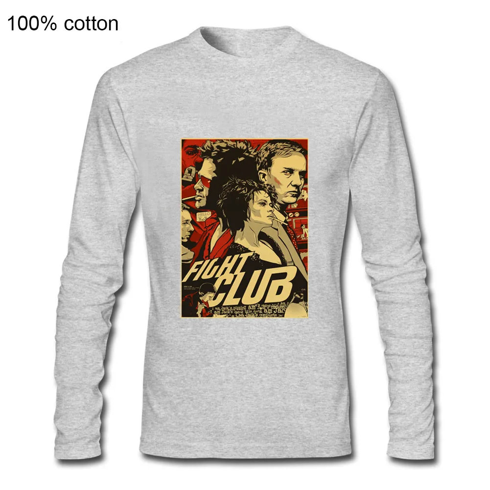 

Fight Club T shirt 2020 Mens Fashion Brad Pitt tops tees man Long sleeves tshirt plus size men shirt TV movie long sleeve Tshirt