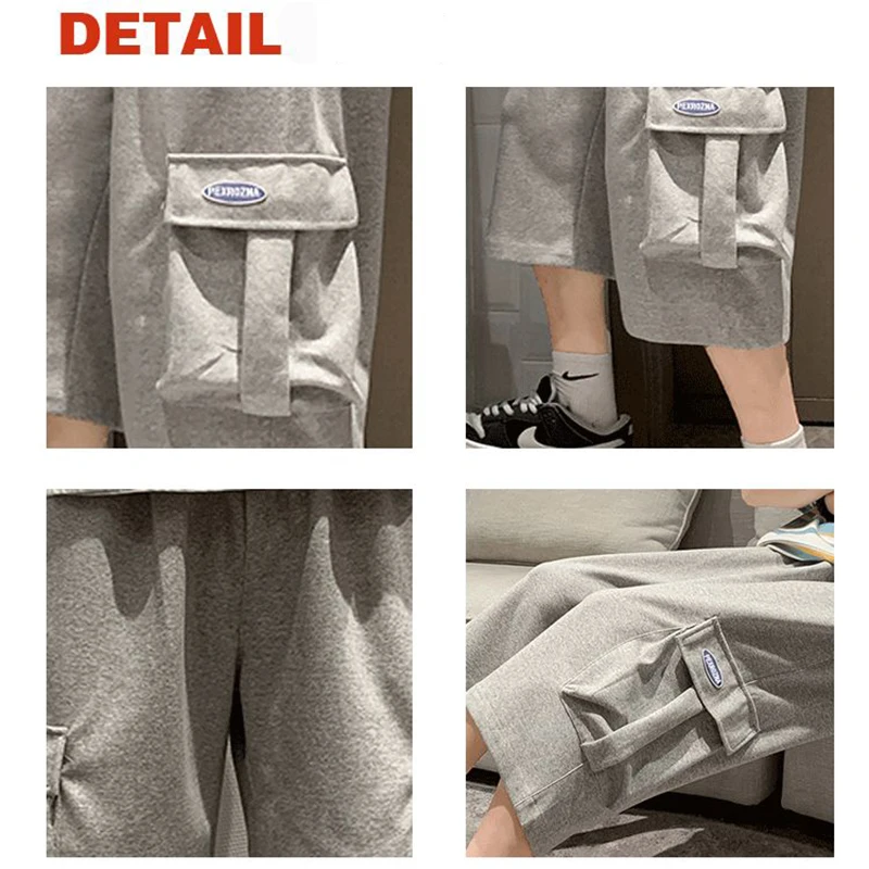

Fashion Large Pockets Short Men's Trend Summer Loose Straight Casual Wide-legged Pants Over Knee Length Sweat Pant Sport Short