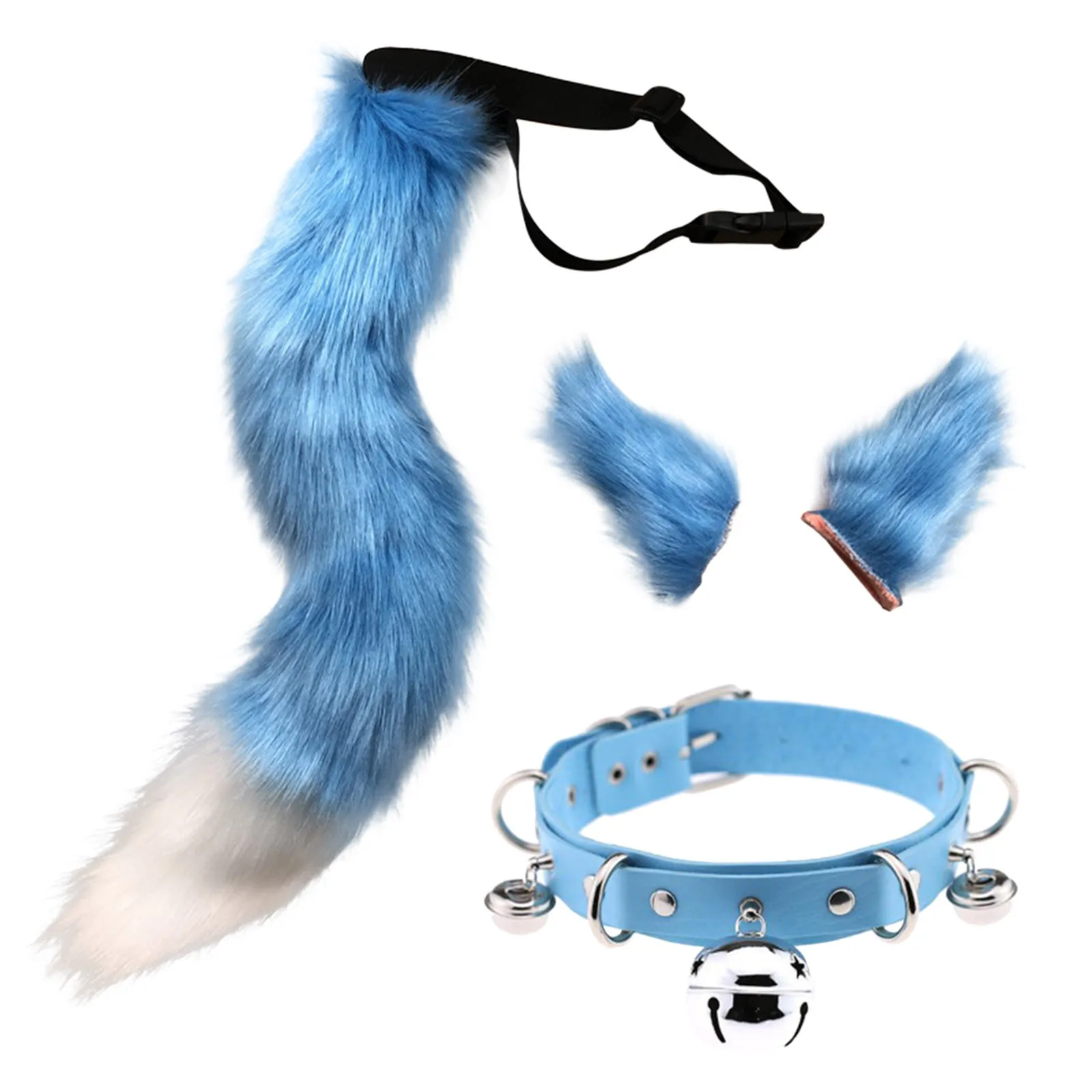 Заколки для волос с котенком из искусственного меха длинным хвостом и кожаным