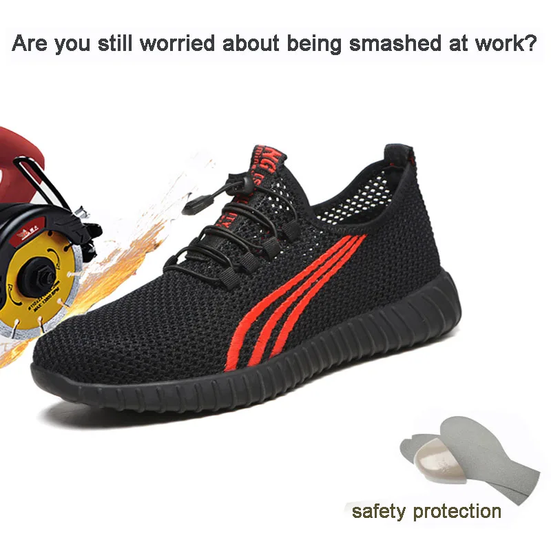 Hohner Security Work Shoes Men Black Indestructible Breathable Safety Steel Toe Anti-smashing Construction Sneaker Boots | Обувь