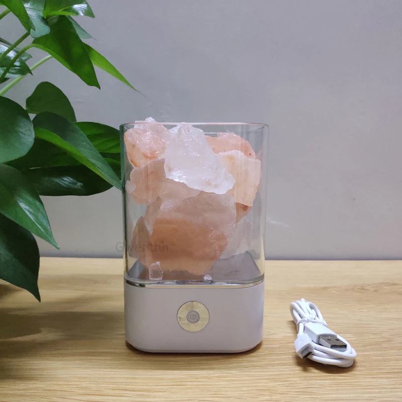 Хрустальная лампа из гималайской соли, светодиодный Ночной светильник с usb-портом для домашнего декора, домашние ночные светильники, настольный прикроватный светильник для спальни, Luminaira