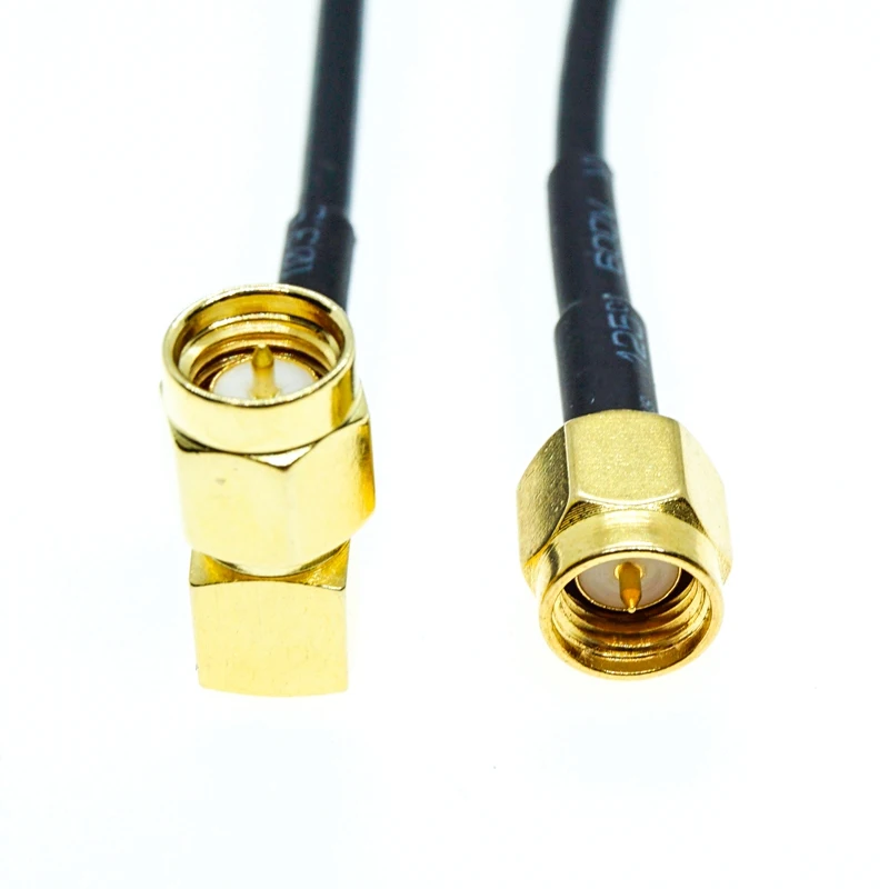 Штекер SMA к штекеру Прямоугольный коаксиальный разъем 90 градусов RF гибкий