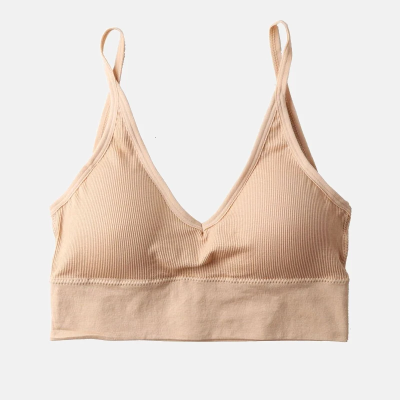 Beige Сексуальный топ на бретелях с низким вырезом для женщин, летнее однотонное нижнее белье для спортзала, бесшовный уличная одежда, укороченные топы без рукавов, Майки для девочек - Цвет: Beige