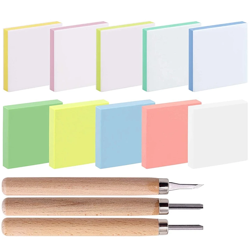 

13 Pcs Rubber Stamp Carving Blocks Kit with Rubber Carving Block,Carving Tools for Creating Artistic Print,Card Crafting