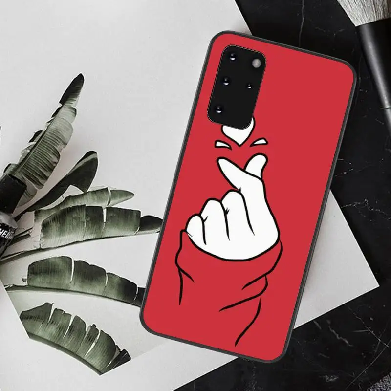 PENGHUWAN любовь на пальце kpop Сердце ТПУ Черный чехол для телефона Корпус Samsung S20 plus Ultra
