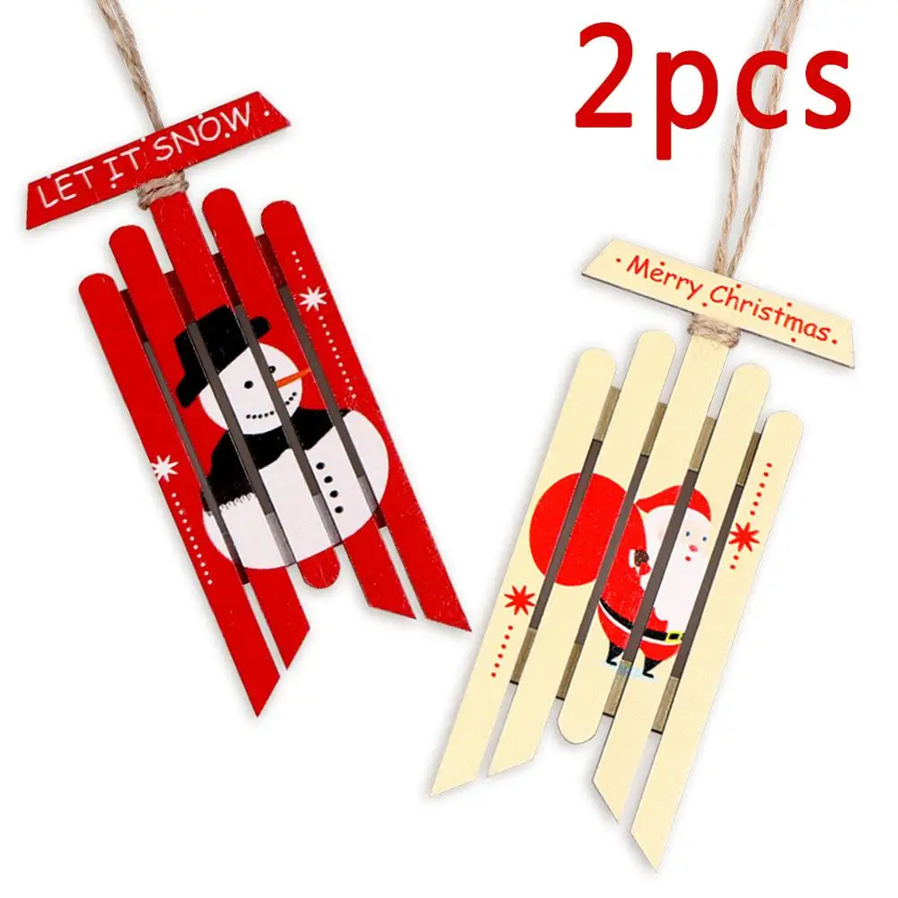 2pcs OurWarm 6 шт. деревянные рождественские фигурки щелкунчика куклы елочные украшения для дома подарки год украшения - Цвет: 2pcs