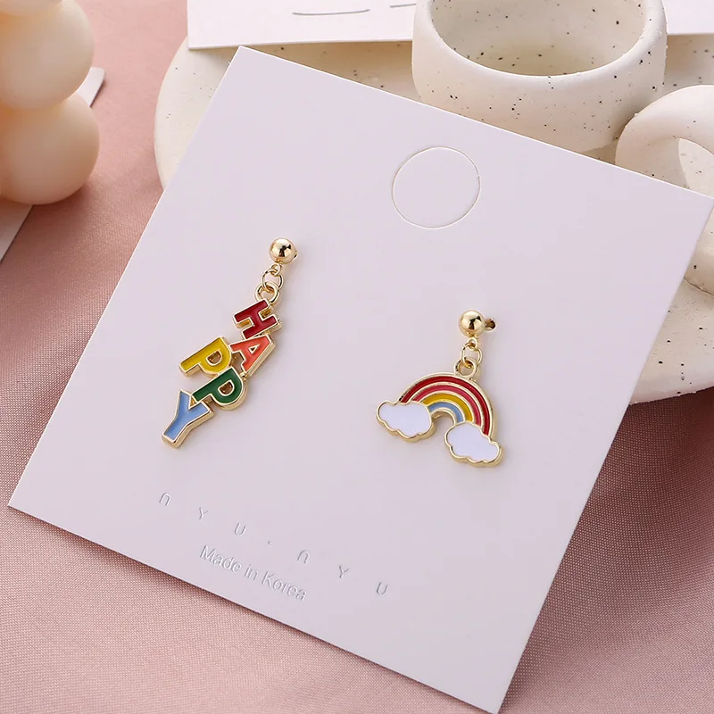 

2021 Trend Jewelry Korean Fashion Summer Fall Rainbow Earrings for Women Stud Clip on Earrings Without Ear Hole Gift Jewelry