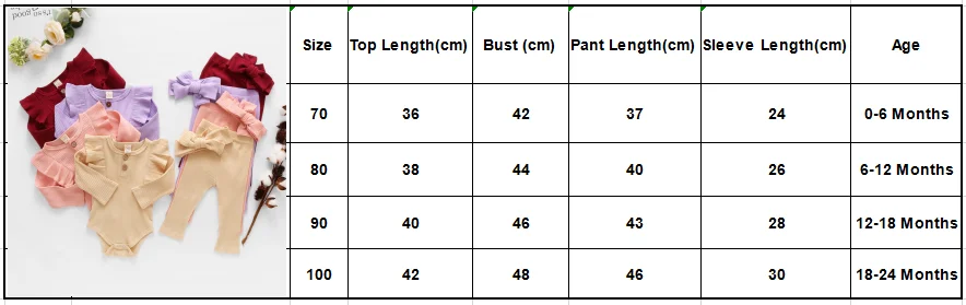 Baby Girls Boys Autumn Clothes Sets Fall Infant Newborn Long Sleeve Ribbed Bodysuits + Elastic Pants Solid Outfit 0-24M