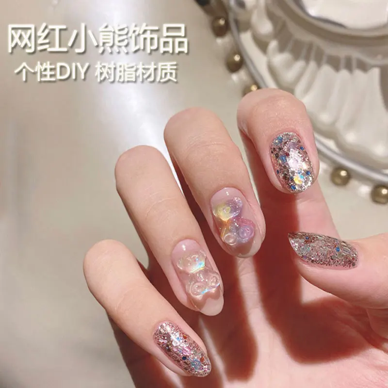 50 шт./лот полимерный медведь любовь сердце украшение для ногтей Стразы