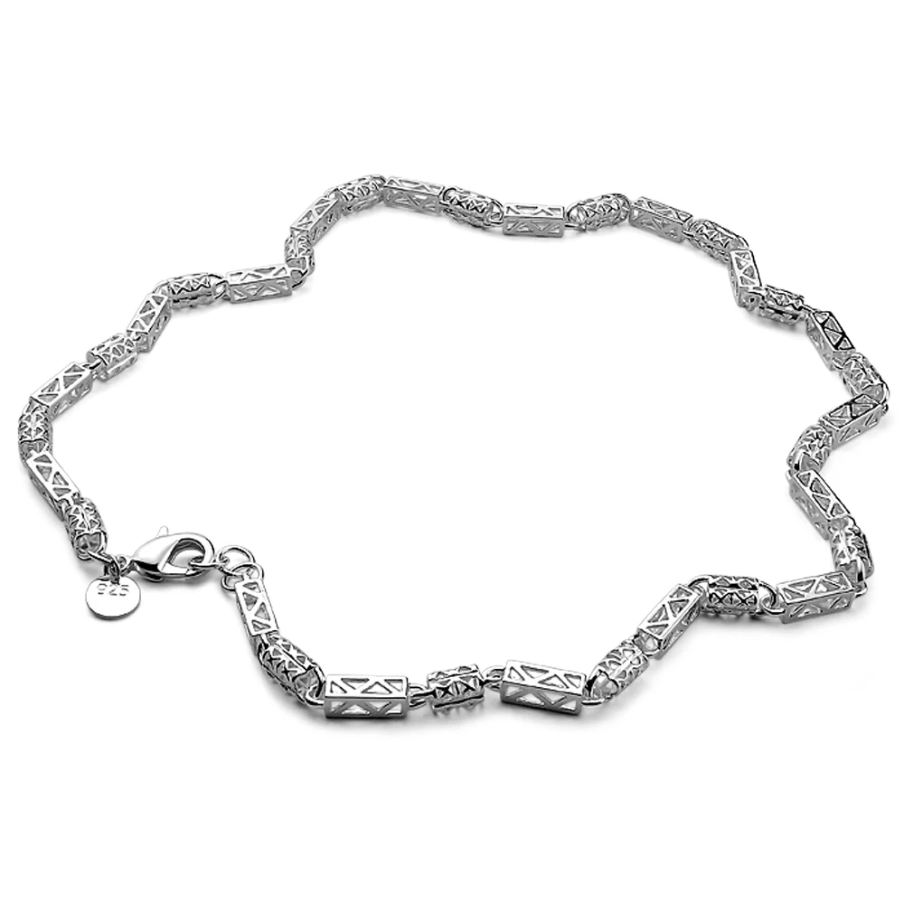 

925 Sterling Silver Necklace For Men. Men's Necklaces,Fashion Jewelry For Men. Hollow Circular Square Geometry Wide 5MM