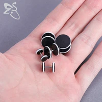 zs punk stud earrings black white color ear piercing jewelry for men hip hop earrings rock roll dumbbells earring