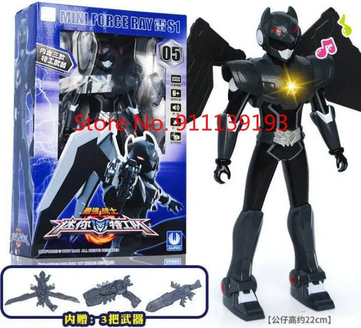 

Korea Mini Force Transformation Toys Electric Warrior Deformed Robot Action Figure Weapon Boy Toy Children Souvenir Gift Black