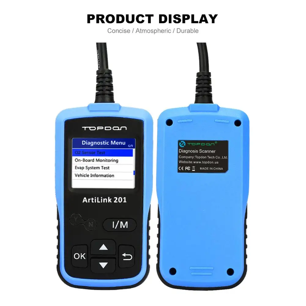 TOPDON arilsink 201 OBD2 автомобильный считыватель кодов полная функция OBD2 AL201 контрольный светильник двигателя(MIL) Live Data Freeze Frame Просмотр данных