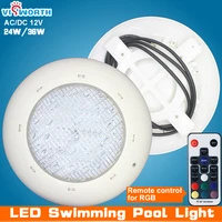 24w 36w swimming pool led light acdc 12v rgbremote controller outdoor lighting ip68 waterproof underwater lamp pond light