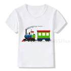 Симпатичный поезд, с героями мультфильмов, для грузовых поездов, для мальчиков, любимая детская одежда, белая футболка, модная уличная одежда, детские футболки, большие размеры поезд
