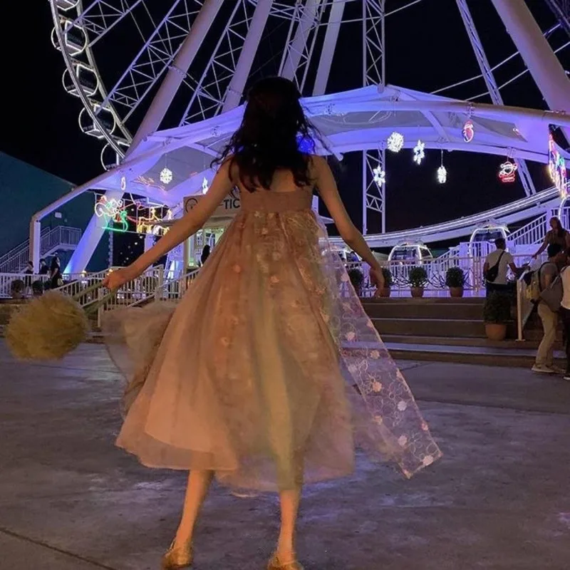 Женское винтажное платье с вышивкой свободное пляжное во французском стиле на