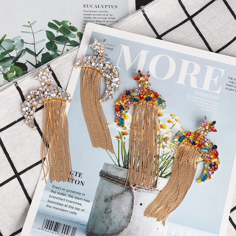 JURAN винтажные Преувеличенные стразы металлические висячие серьги для женщин