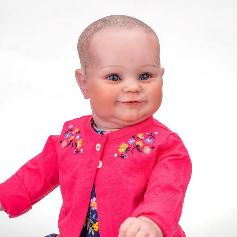 

60cm Silicone Realistic Doll Opened Eyes Soft Vinyl Magnetic Mouth Baby Cute Newborn Boy Toy Gift for Children Kids