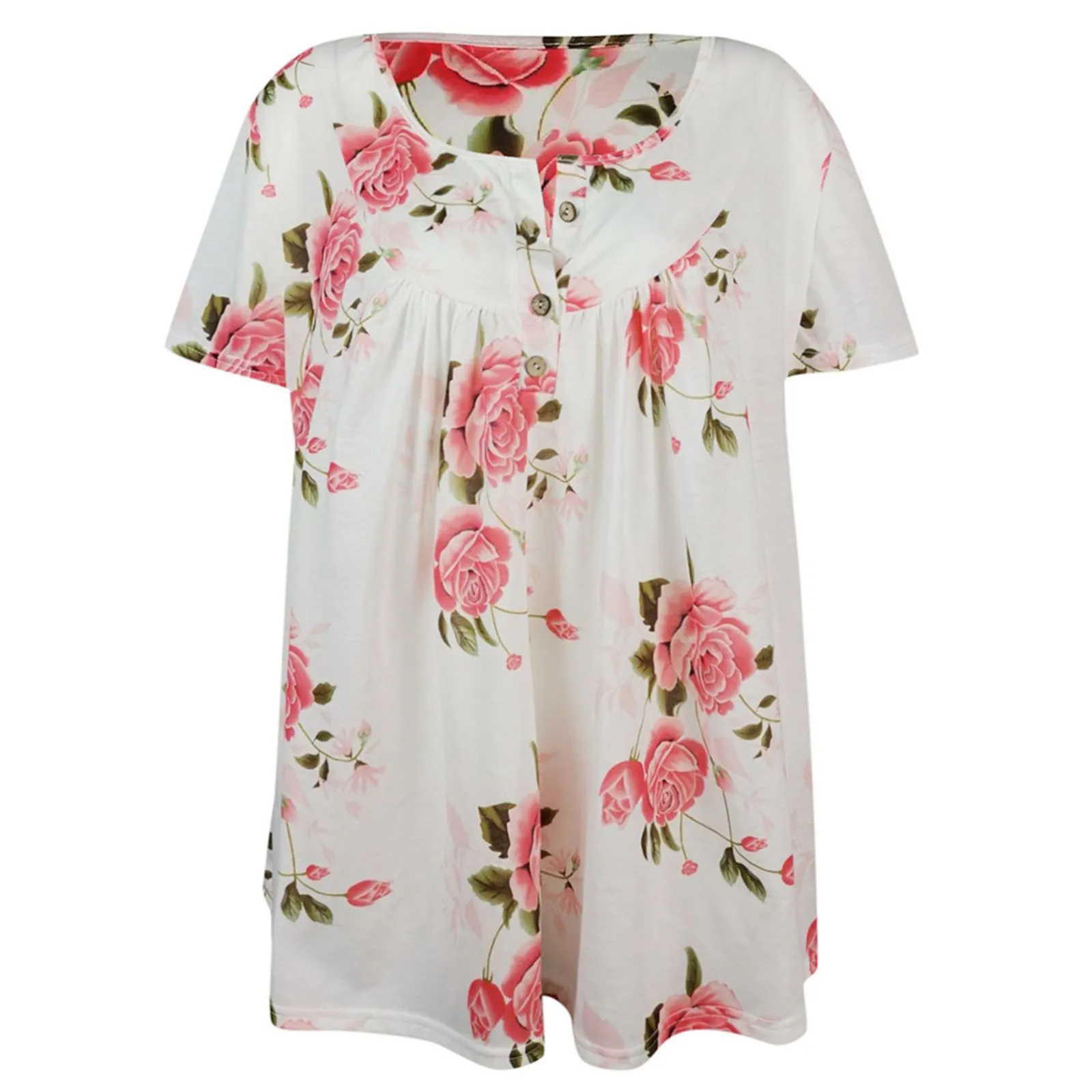 

Chiffon Shirt Women Plus Size Fashion Floral Printing V-neck Short Sleeves O-neck T-shirt Blouse Tops Casual Camisas De Mujer
