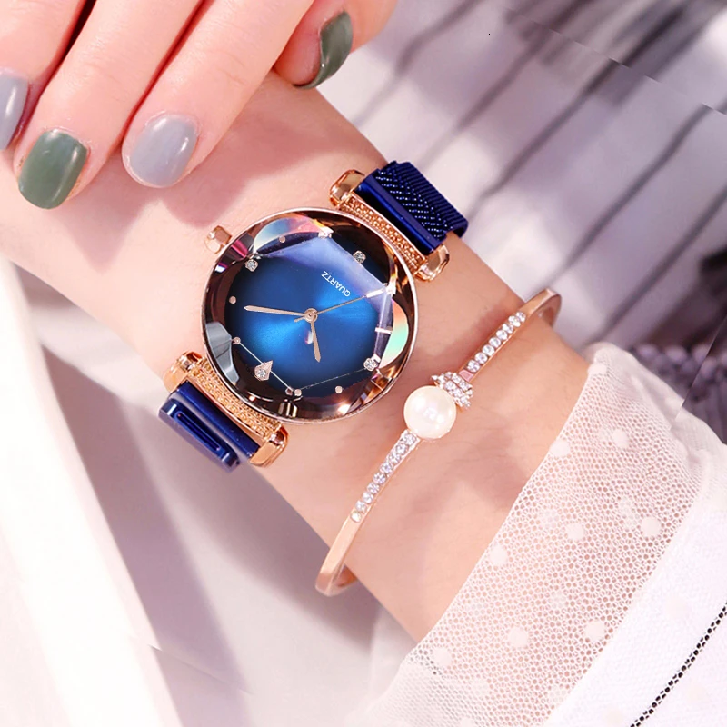 Новинка 2020 модные женские наручные часы с магнитом и градиентом роскошные