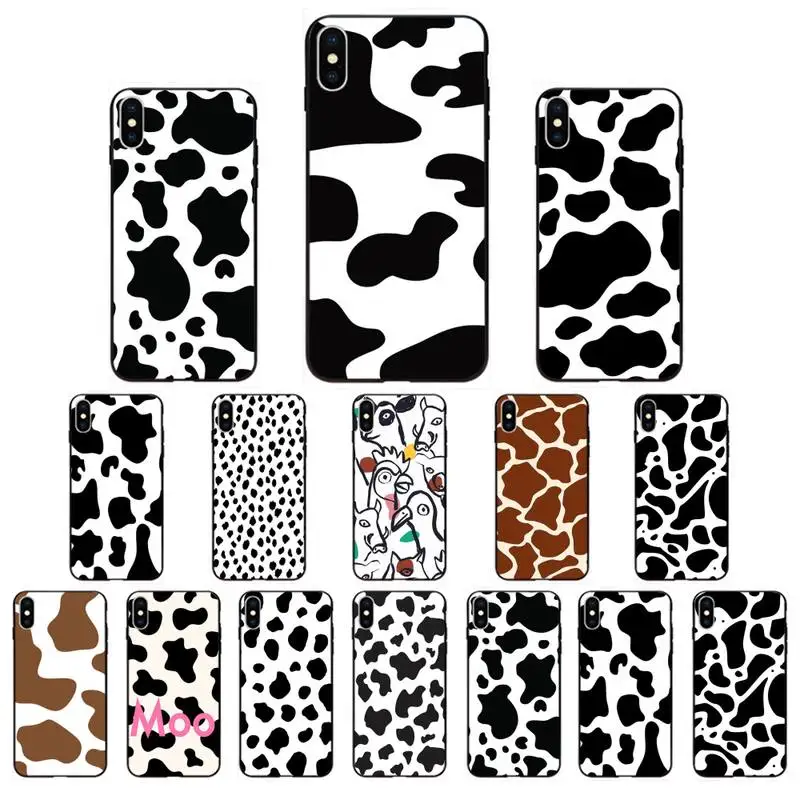 Motirunner черно-белый мягкий силиконовый чехол из ТПУ с принтом коровы для iPhone 11 pro XS