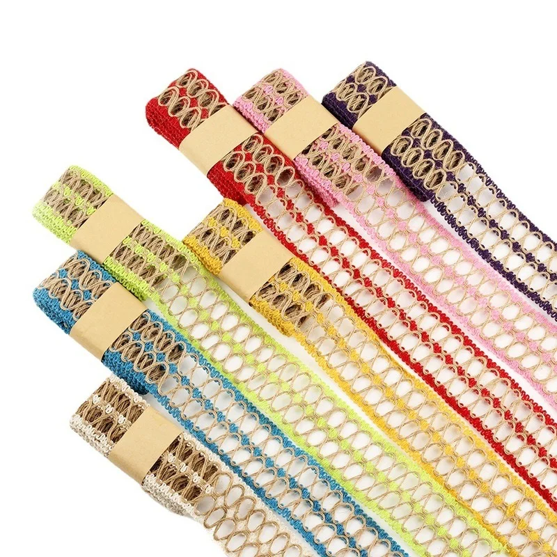 5 Rolls Twine Lace 4cm Decoration Material Weaving Handmade DIY Twine Lace Retro Style 2m/roll