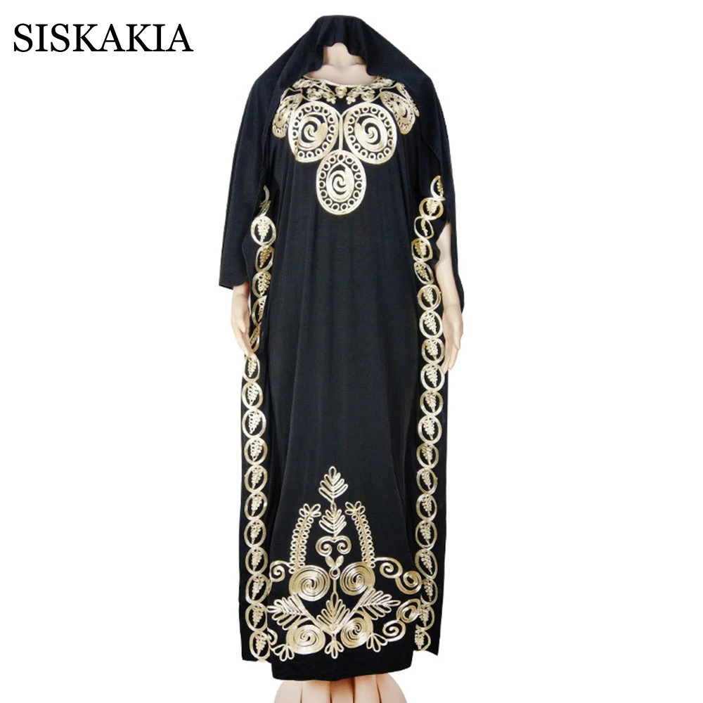 Ramadan Kasual Muslim Jilbab Gaun untuk Wanita 2021 Hitam Vintage Etnis Bordir Lengan Pendek Arab Turki Indonesia Pakaian