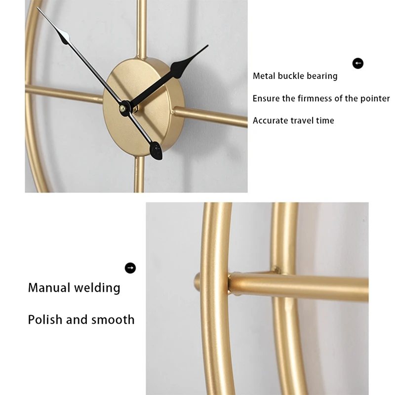 

Vintage Metal Wall Clock Modern for Home Office Decor Hanging Watches Living Room Classic European Wall Clock