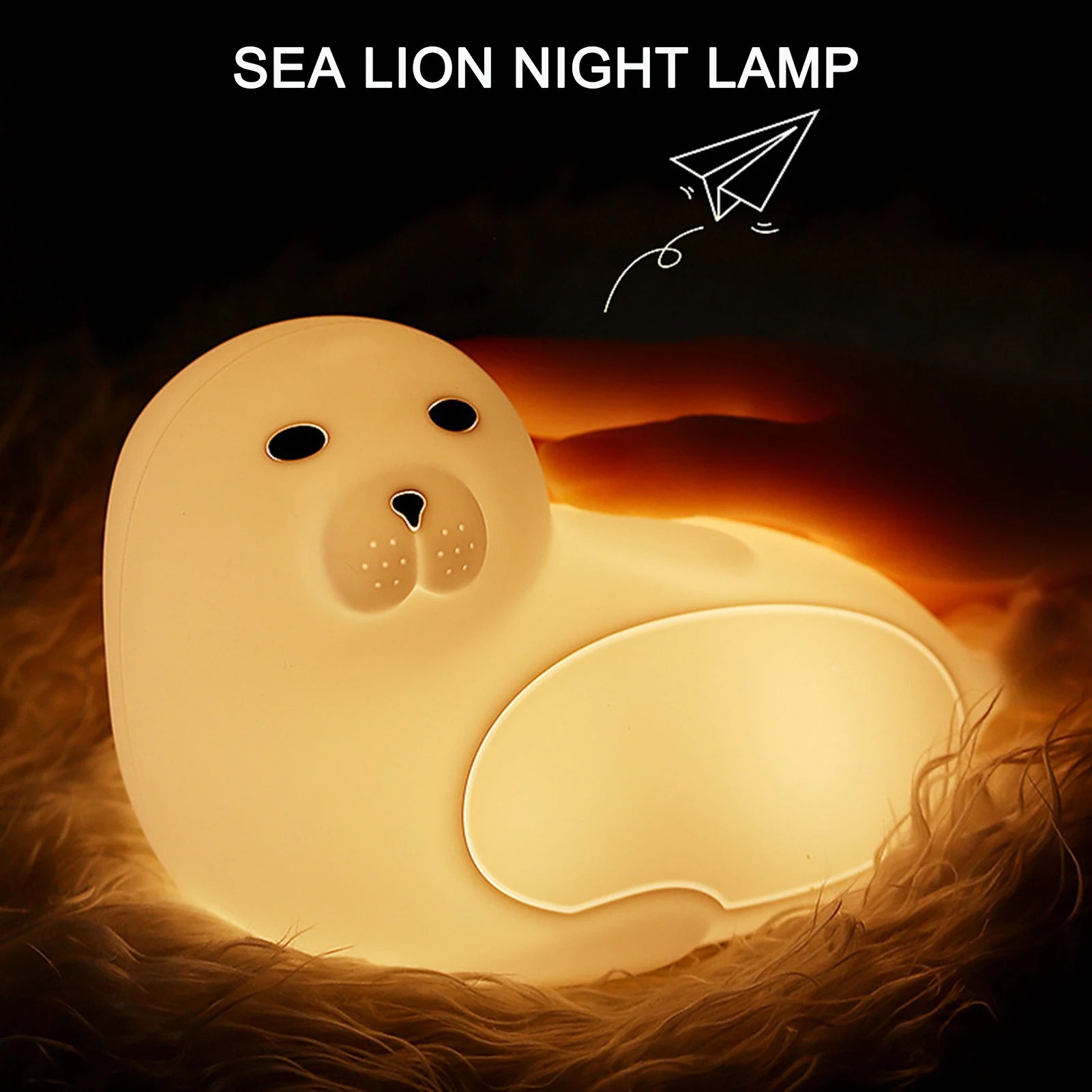 Ночник с милым морским львом цветной ночсветильник сенсорным датчиком