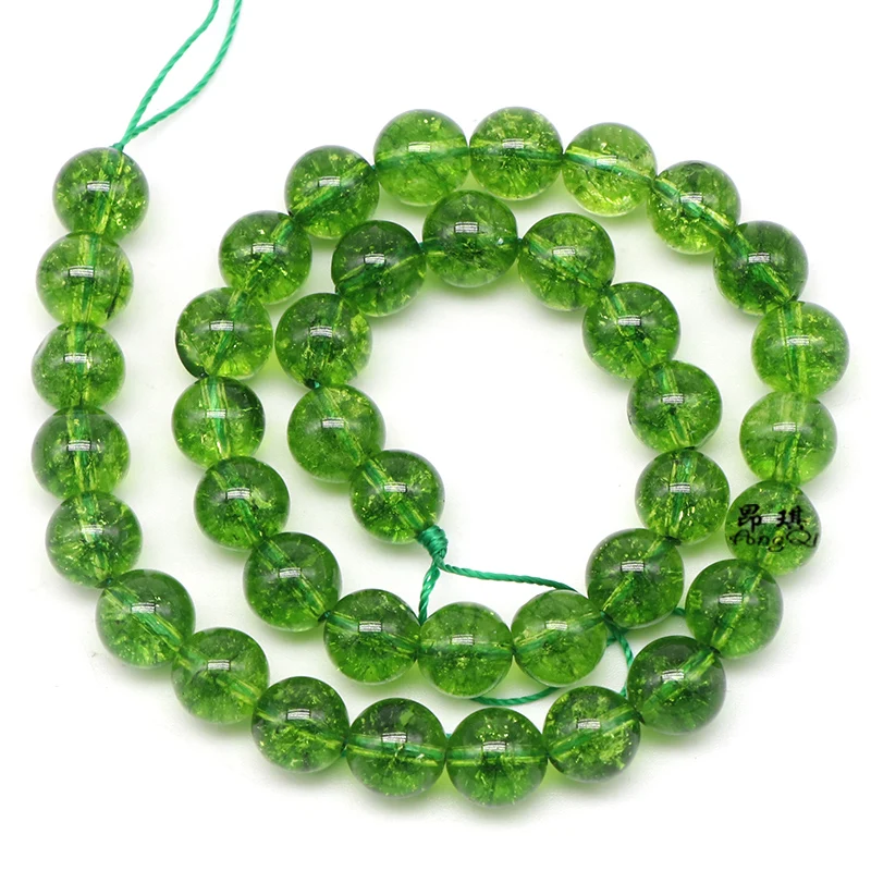 

Natural Green Peridot Crystal Quartz Round Loose Beads 6 8 10 12MM Pick Size Beads For Jewelry Making Bracelet DIY Accessories