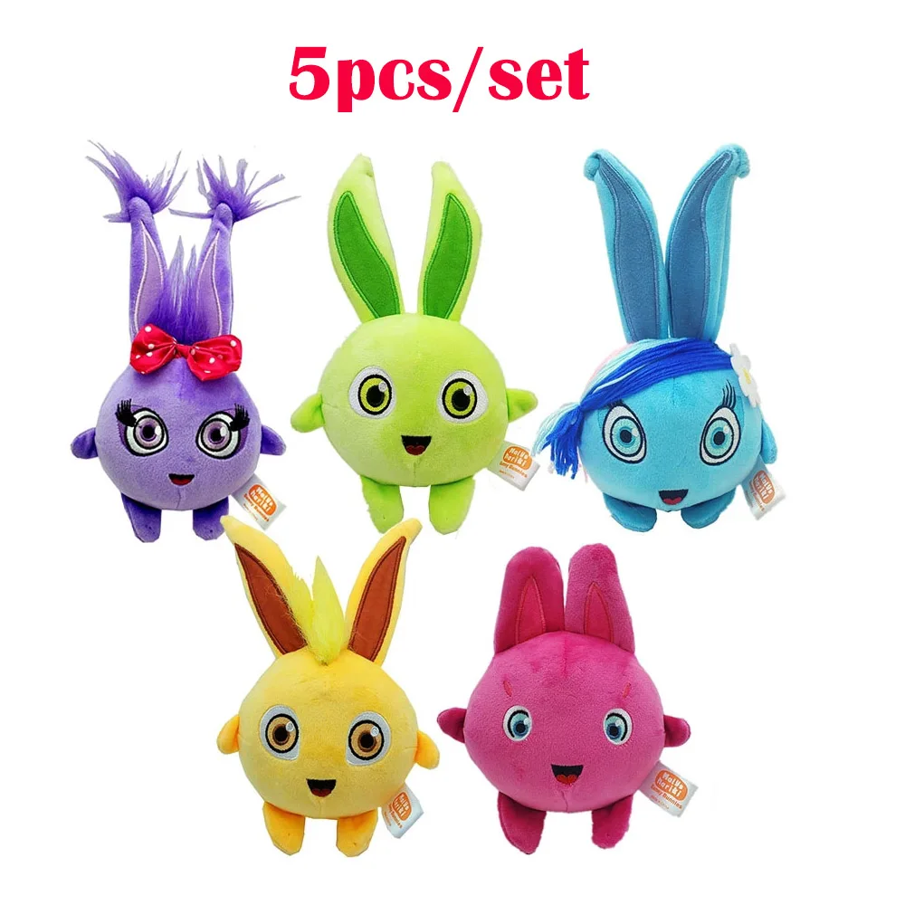 Conejo de peluche de dibujos animados para ni&ntilde;os y ni&ntilde;as, conejo de peluche suave para dormir, regalo de cumplea&ntilde;os, 5 piezas-0