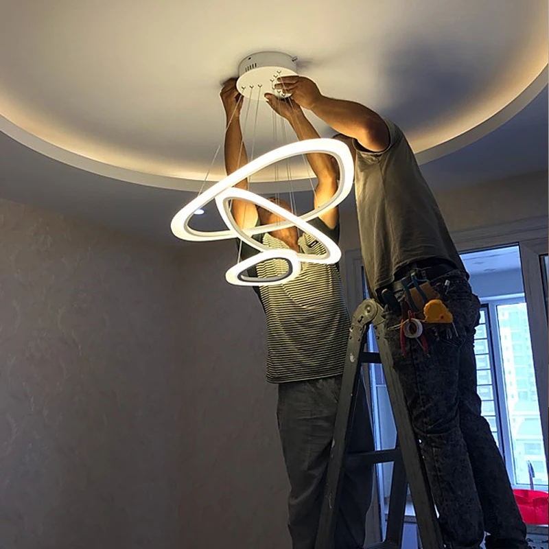 

Скандинавские современные ресторанные кухонные подвесные светильники для гостиной столовой Led подвесной светильник простая форма кольца ...