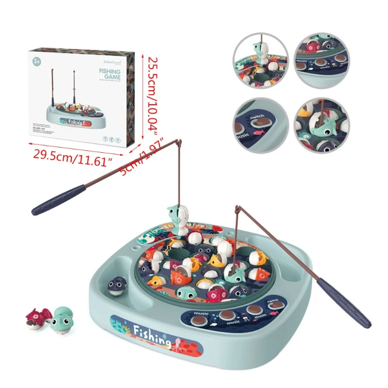 

2021 New 1Set Rotating Board Game Electric Fishing Game Toy Set Realistic Magnetic Fish Board with 24 Fish Set Interactive Toy