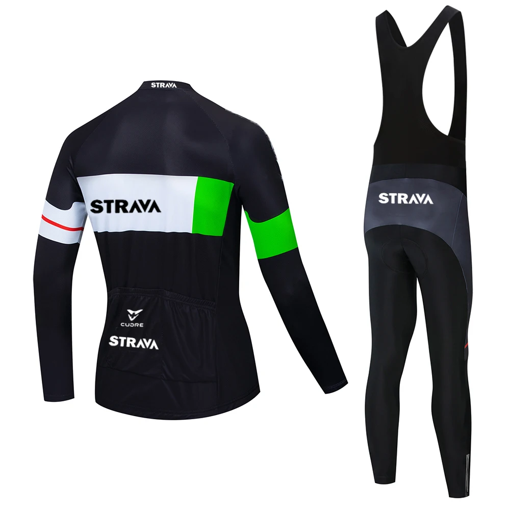 

2021 NEW STRAVA Men Cycling Clothing Ropa Ciclismo Bike Jersey Set Long Sleeve Cycling Jersey Gel Pad Bike bib Pants Sui